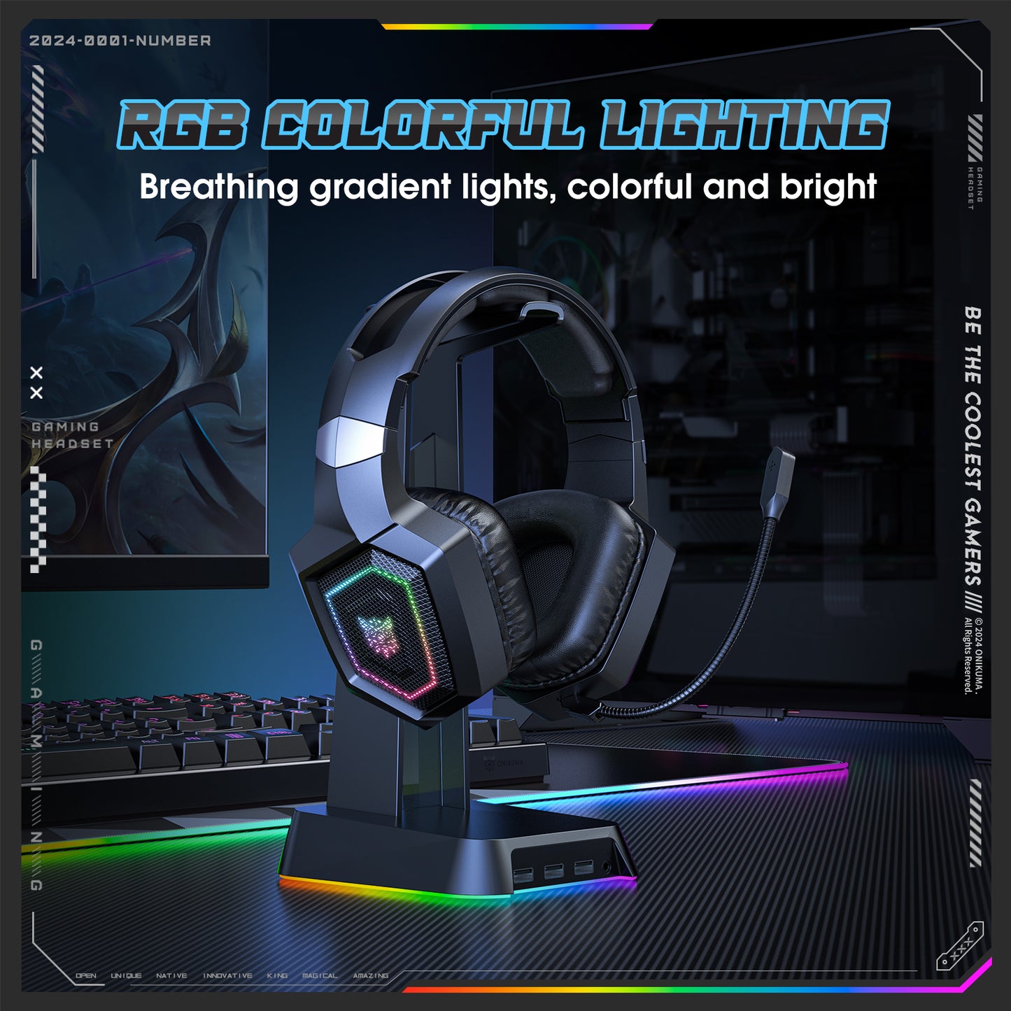 UHM Wireless Gaming Headset for PC/PS4/PS5/ Nintendo Switch,GT806,Black