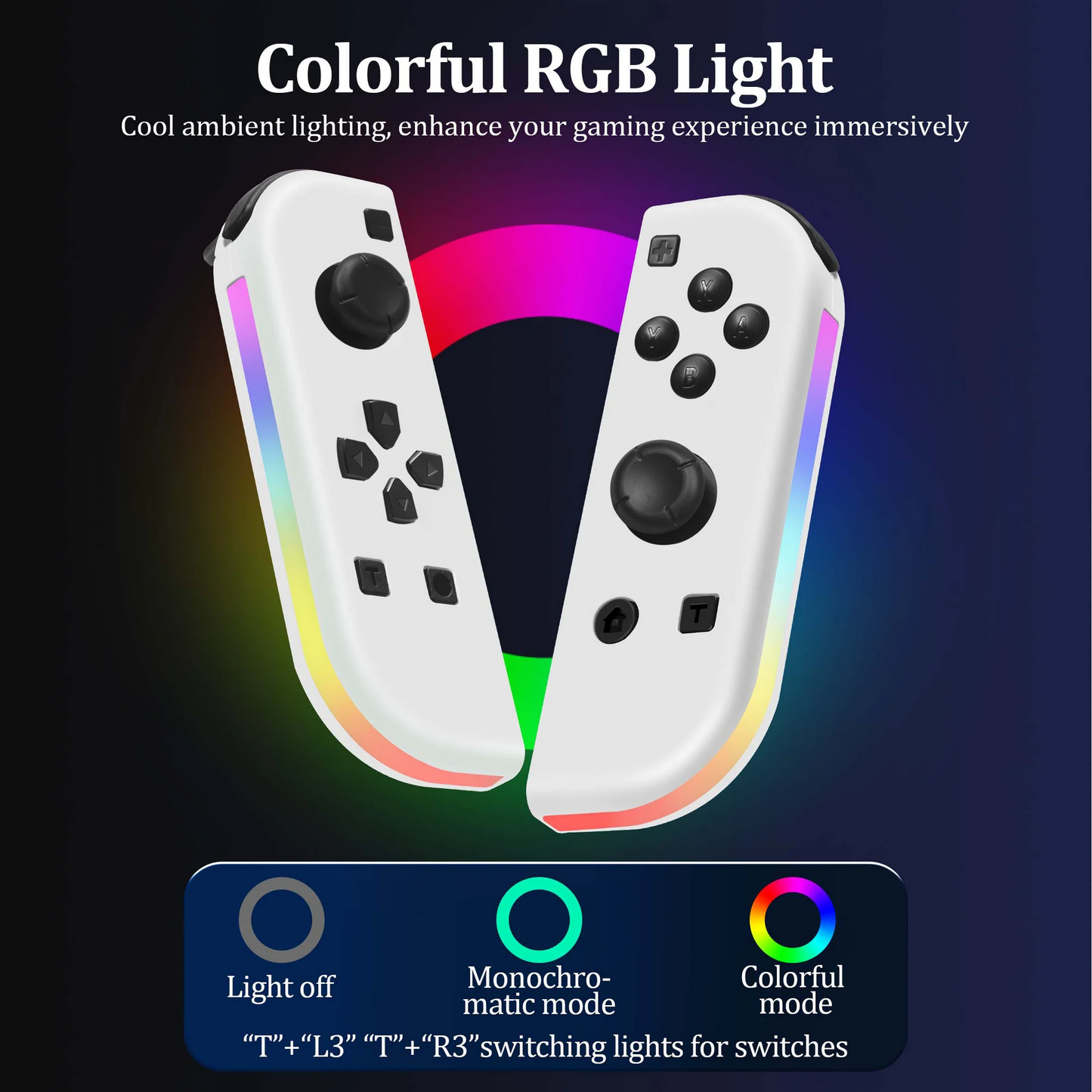Wireless Joypad Controller for Nintendo Switch, L/R Controllers with LED Support Dual Vibration/Motion Control/Wake-up Function,White