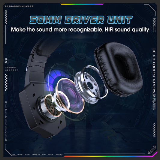 UHM Wireless Gaming Headset for PC/PS4/PS5/ Nintendo Switch,GT806,Black