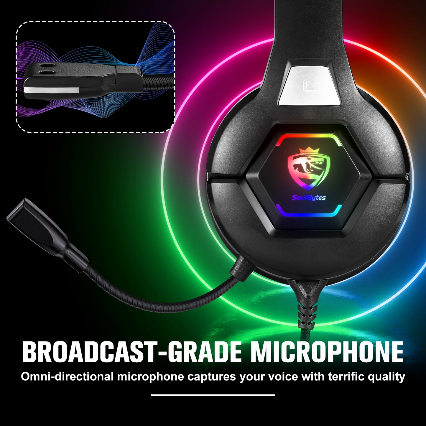 UHM S100 Wired Gaming Headsets for PC, P4, P5, Xbox,Black