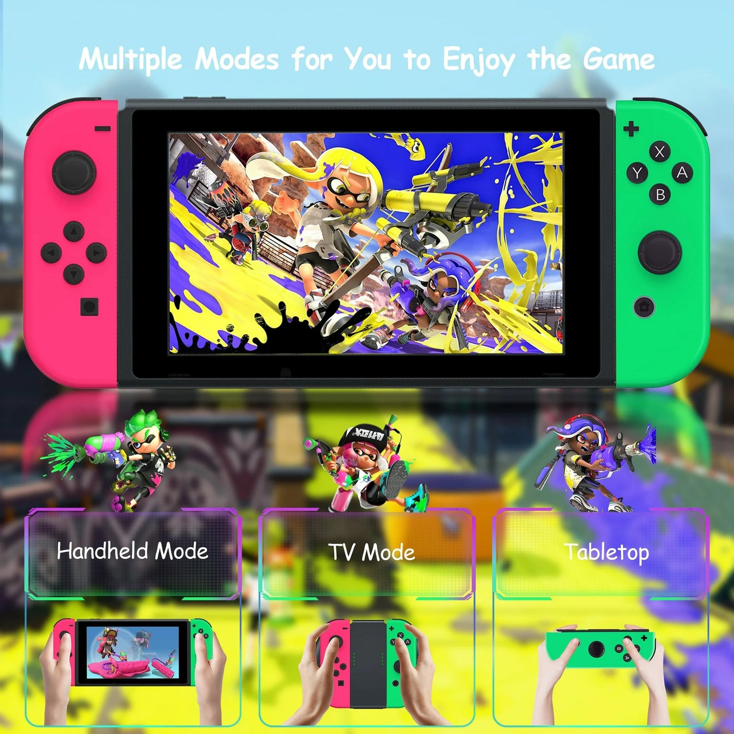 RCY Joy Con Controller for Nintendo Switch,Switch Joypad Controller,Rose Red&Green