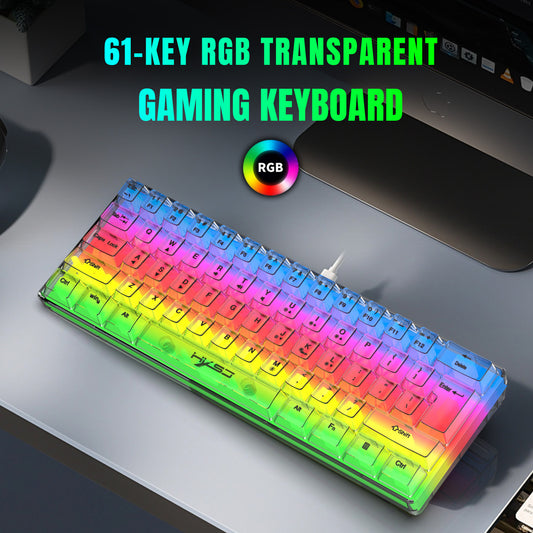 UHM 60% Wired Gaming Keyboard, Fully Transparent