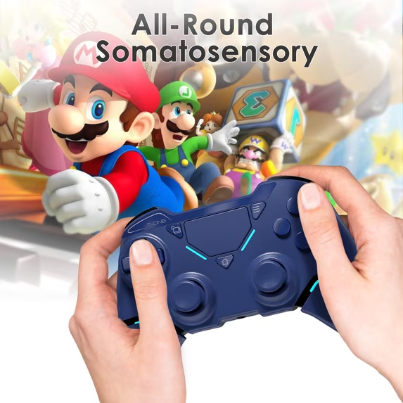 ERFKJE Wireless Controller Compatible with P4/Slim/Pro with Vibration/Motion Sensor/Headphone Jack/Audio Function T1b