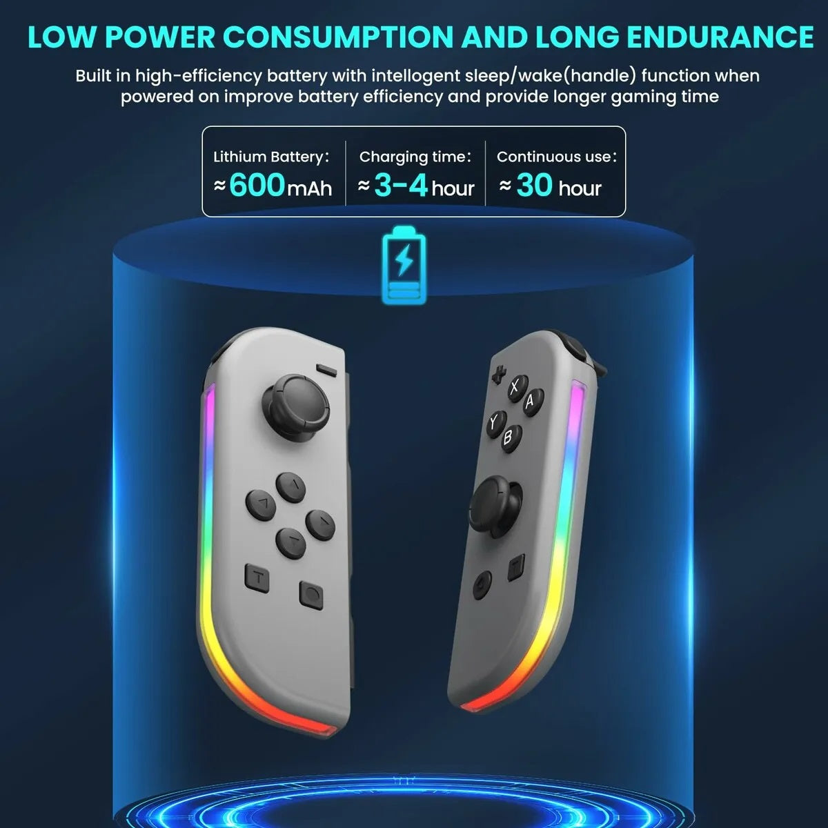 RCY Joypad Contorller Replacement for Switch LED Black
