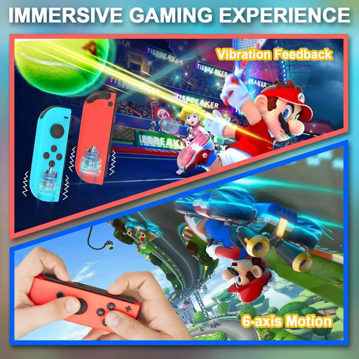 UHM JoyPad for Nintendo Switch Controller, Blue Red