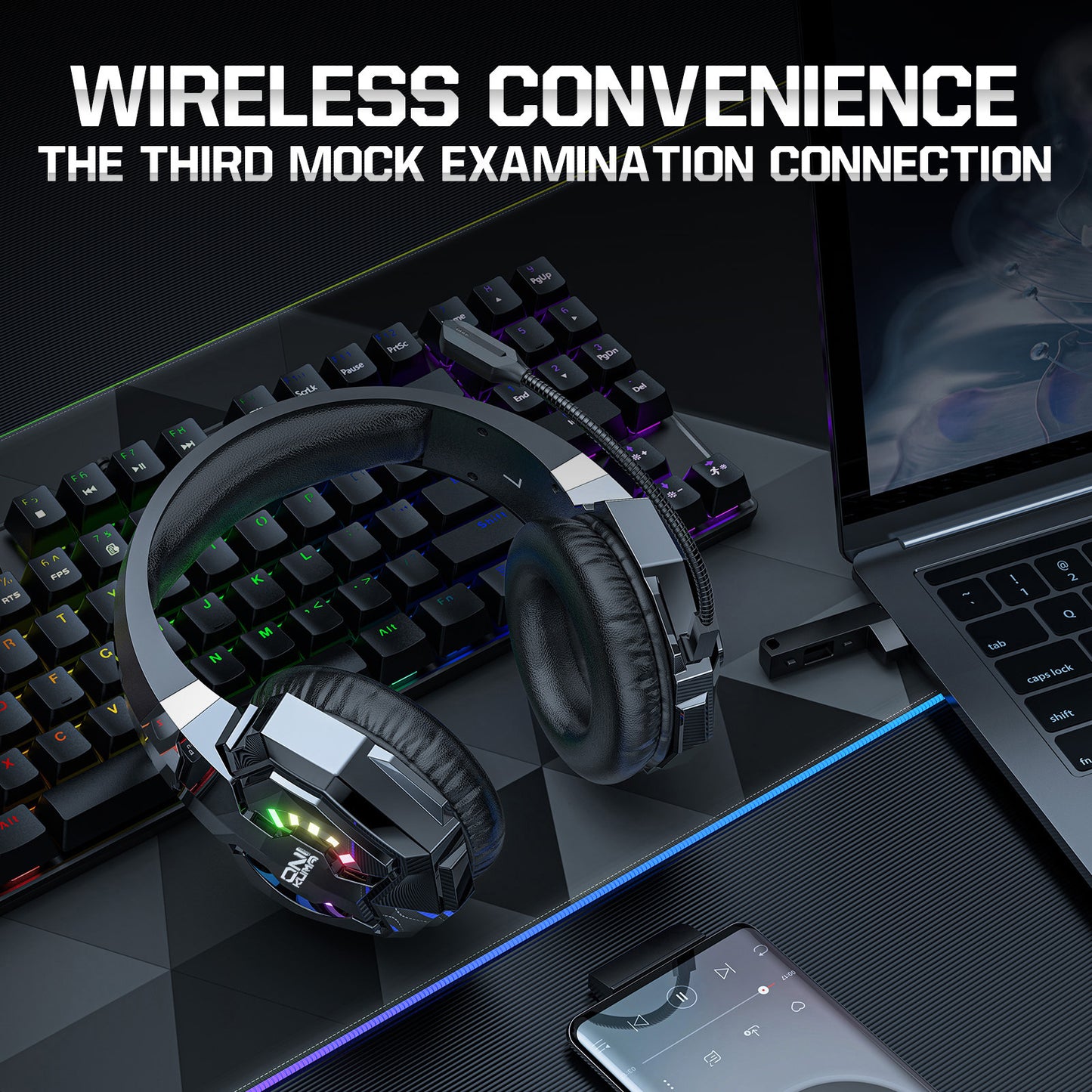 RCY Gaming Headsets Tri Mode Wireless for PS5 PS4 PC Laptop