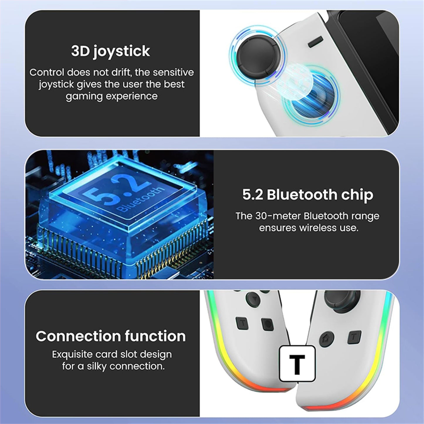 RCY 3D RGB Joypad Controller for Switch, White