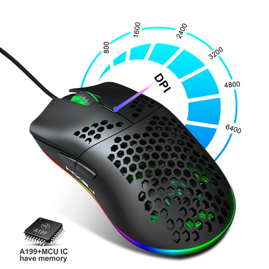 UHM T66 Mini Ultralight USB Wired Gaming Mouse,Black, USB Wired Mouse