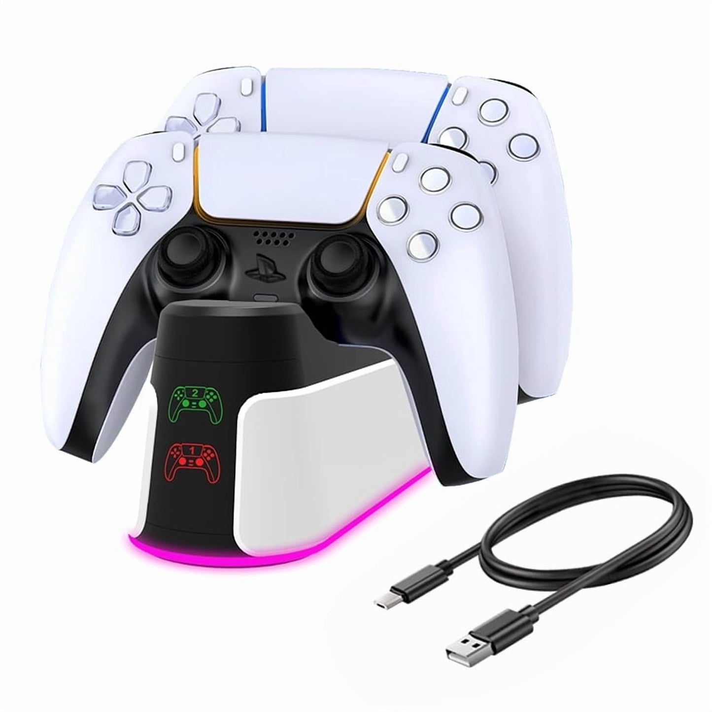 PS5 Controller Charger,Charging Station for PlayStation 5 Dualsense Controller,Fast PS5 Charging Dock Station with LED Indicator, PS5 Accessories-BlackWhite