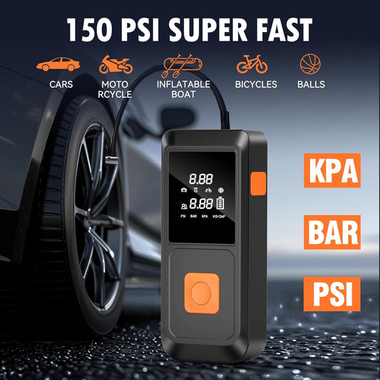 UHM Cordless Portable Tire Inflator With Car Jump Starter 08 Orange