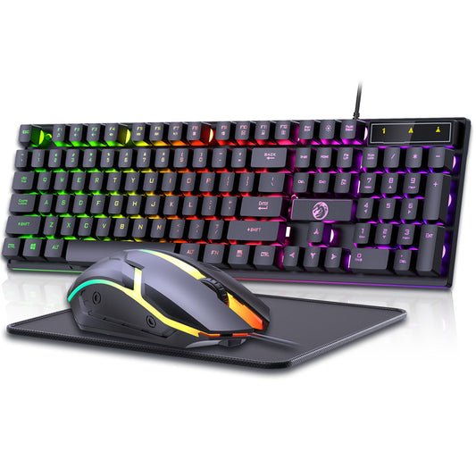 UHM Wired Gaming Keyboard and Mouse Combo,RGB Backlit Mechanical Feel Gaming Keyboard Mouse Set with 104 Keys,USB Wired,RGB Lights for Windows PC Gamers Desktop Computer Laptop