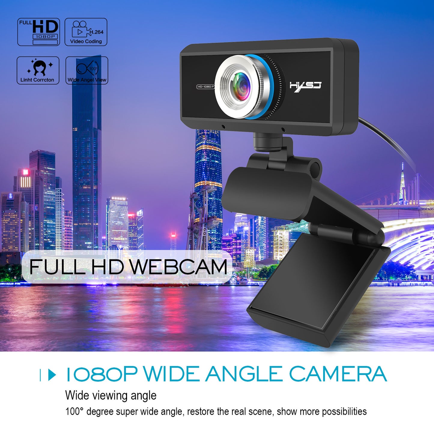 UHM 2K 1080P Webcam for PC,Black