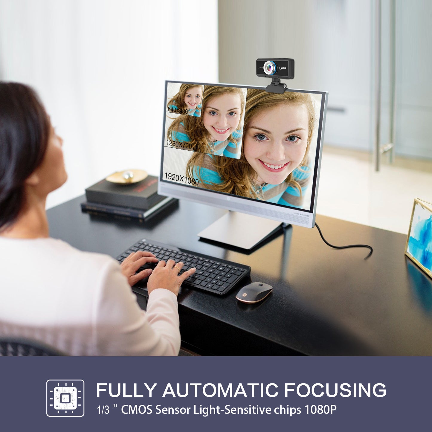 UHM 2K 1080P Webcam for PC,Black