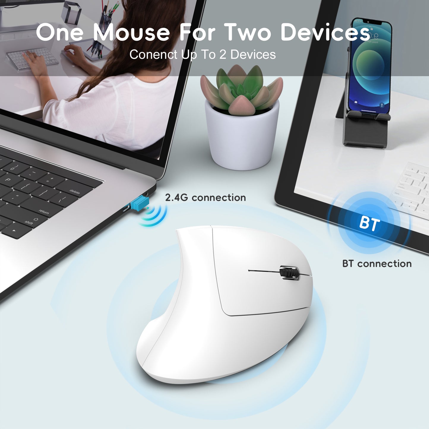 UHM Vertical Gaming Mouse,T22 White