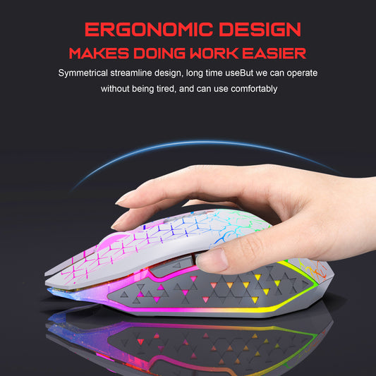 RCY 2.4G & Bluetooth 5.2 Dual Mode Wireless Gaming Mice, T34 White