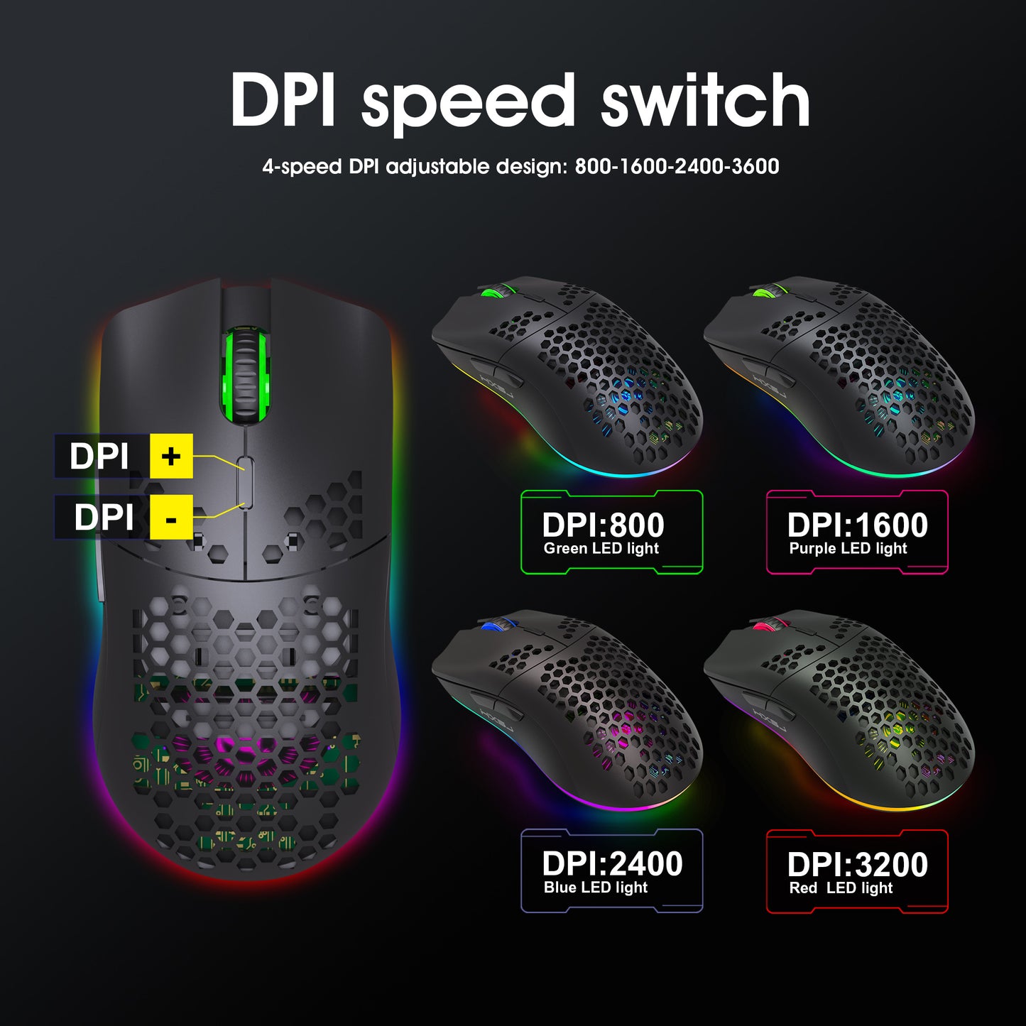RCY T66 2.4G Wired Wireless Gaming Mouse Black