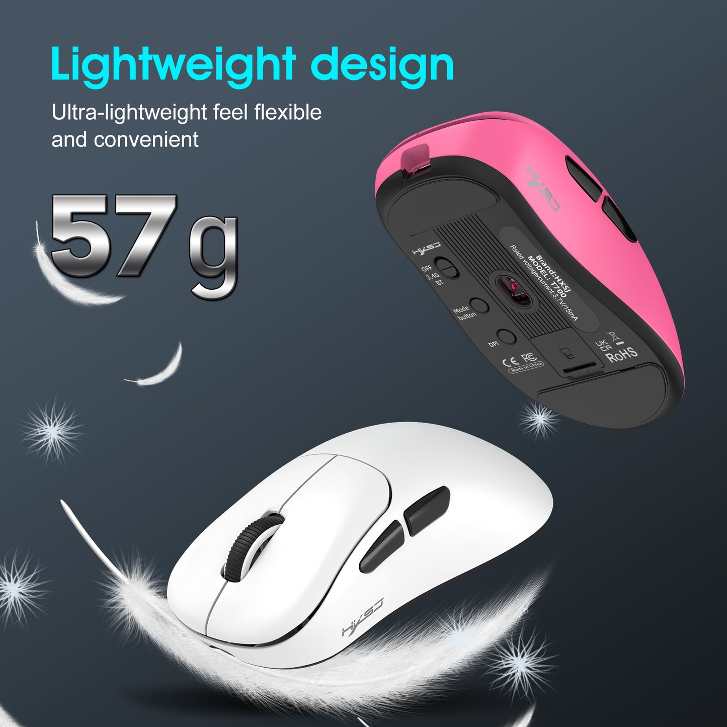 UVQYC Wireless Gaming Mouse With 57g Lightweight Design,10000DPI-Black