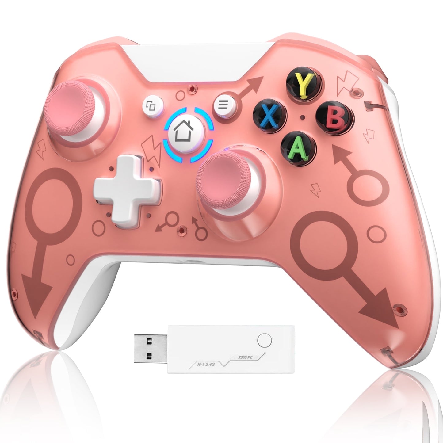 UHM Wireless PC Controller for PC/PS3,PC Controller Wireless with 2.4G Adapter Dual Vibration, Gray (NOT for Xbox/Xbox One)
