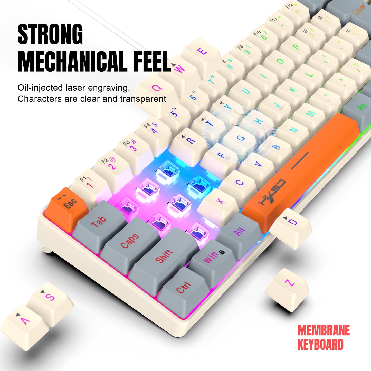UHM 68 Keys Gaming Keyboard,Three Color