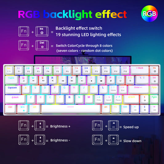 Hot-Swappable Mechanical Gaming Keyboard,V800RGB White