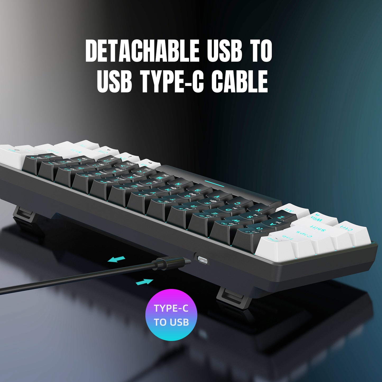 UHM V900 Gaming Wired Keyboard,White and Black