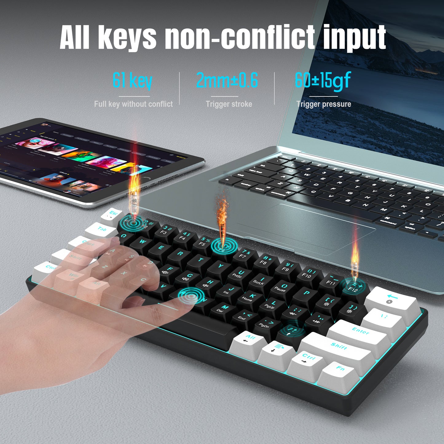 UHM V900 Gaming Wired Keyboard,White and Black