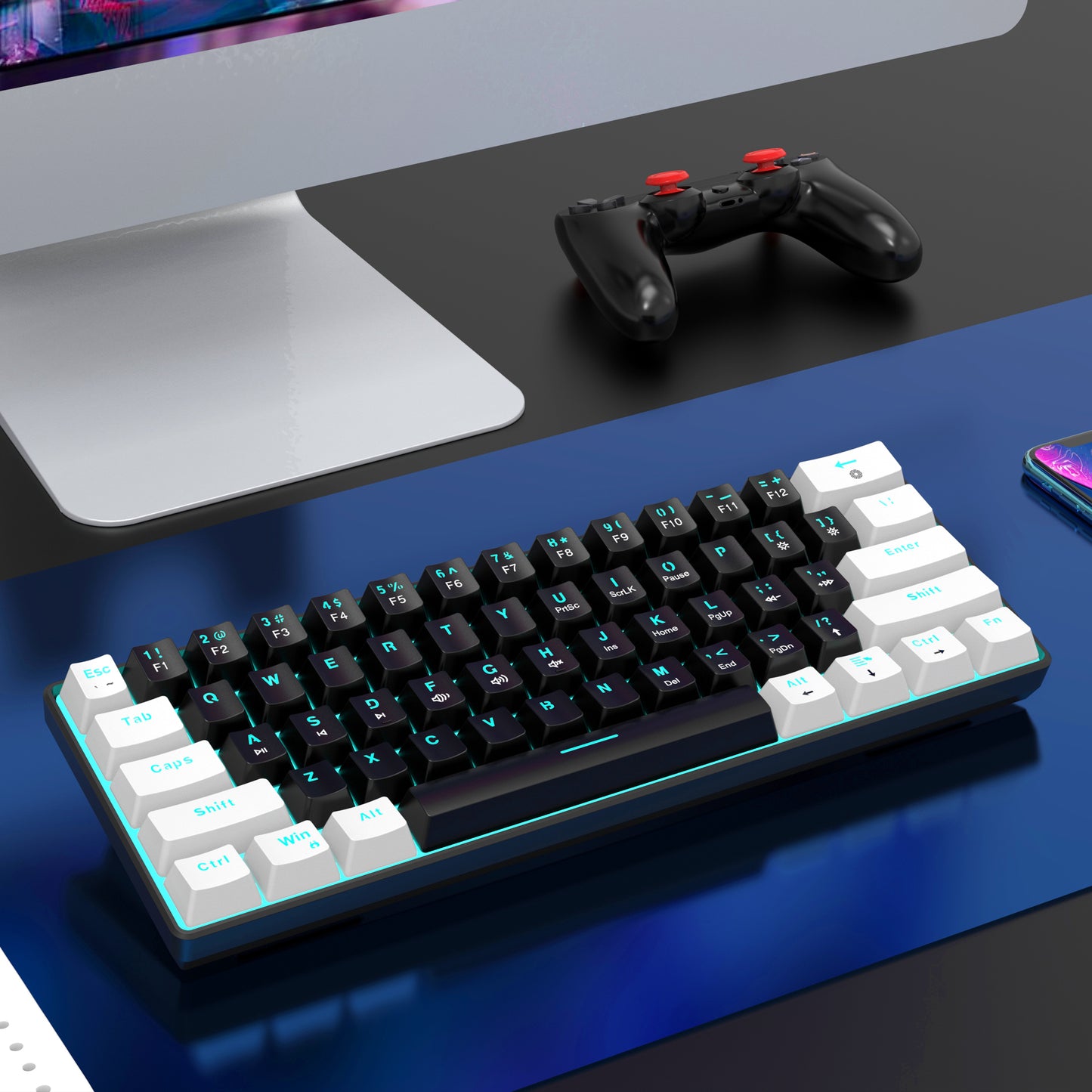 UHM V900 Gaming Wired Keyboard,White and Black