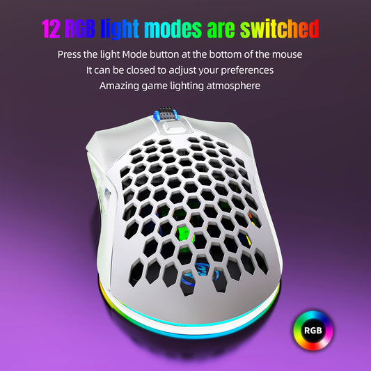 UHM Wired Gaming Mouse with Swap Honeycomb Shell,Adjustable 7200 DPI