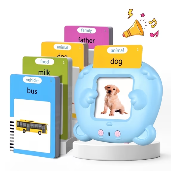 KORAITECT Talking Flash Cards Learning Toys,Educational Preschool Toys Toddlers Toys Reading Machine with 224 Words,Blue