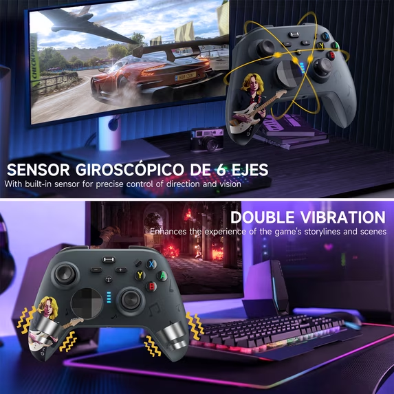 Wireless Pro Controller Compatible with N-Switch/OLED/Lite/PC/IOS/Android, UHM Gamepad Joystick with Dual Vibration Programmable Turbo 6-axis Gyro Function, Kobe Commemorative Edition,Musick Black