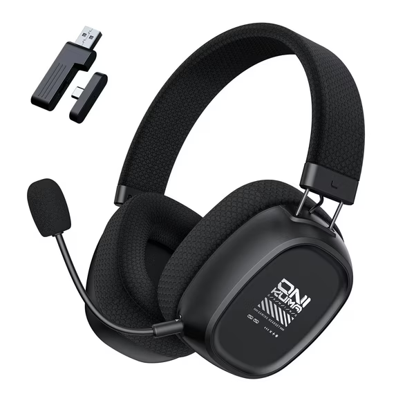 UVQYC Wireless Gaming Headset for PS5/PC/PS4/Nintendo Switch,2.4G/Bluetooth Gaming Headphones with Detachable Noise Canceling Mic/176g Lightweight/Surround Sound/Long Battery Life Black