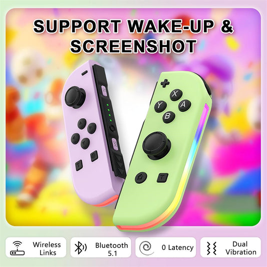 RCY Joypad Controller for Nintendo Switch,Purple Green with LED
