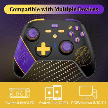 HUGBMETRY Switch Pro Controller for N-Switch/OLED/Lite/PC/IOS/Android, Wireless Switch Controller wit N2Sh Dual Vibration Programmable Turbo 6-axis Gyro Function, Black