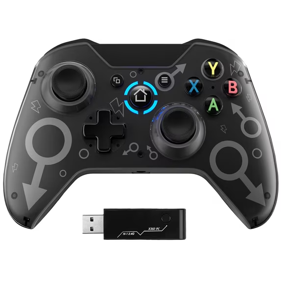 ERFKJE  X-360 Wireless Controller PC Gamepad Joystick for X-box 360/360 Slim/PC Windows 8/10/11, Black