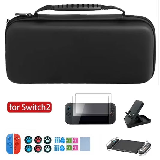 Switch 2 Carrying Case Kits for Switch 2 (2025),Switch 2 Case Bag Sets Including Screen Protector,Game Holder,Controller OLED Cover, Protective Carrying Bag for Storage Travel