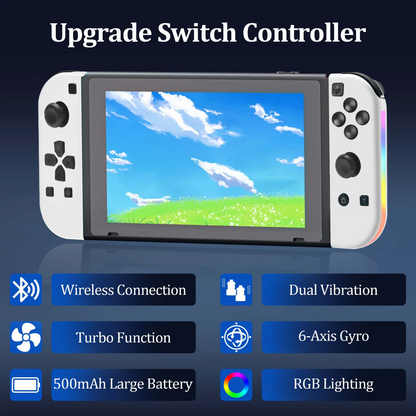 Wireless Joypad Controller for Nintendo Switch, L/R Controllers with LED Support Dual Vibration/Motion Control/Wake-up Function,White