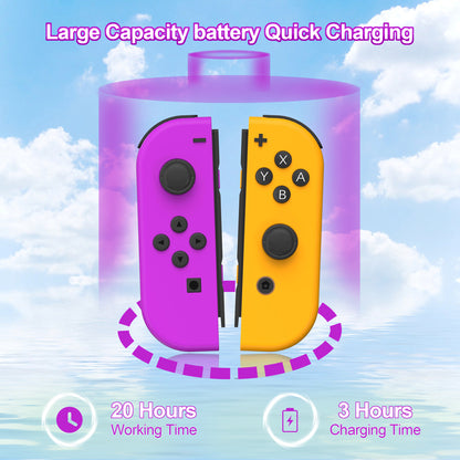 RCY Joy Con Controller for Nintendo Switch,Switch Joypad Controller Supports Dual Vibration/Motion Control/Screenshot/Wake-up,Purple&Orange