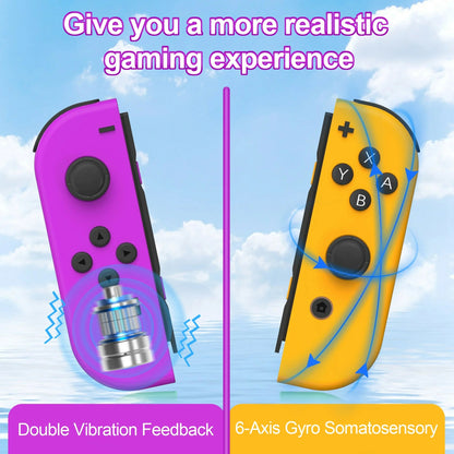 RCY Joy Con Controller for Nintendo Switch,Switch Joypad Controller Supports Dual Vibration/Motion Control/Screenshot/Wake-up,Purple&Orange