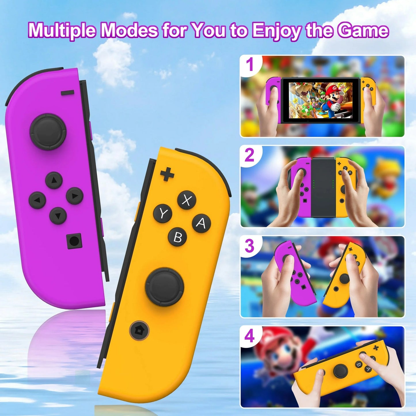 RCY Joy Con Controller for Nintendo Switch,Switch Joypad Controller Supports Dual Vibration/Motion Control/Screenshot/Wake-up,Purple&Orange