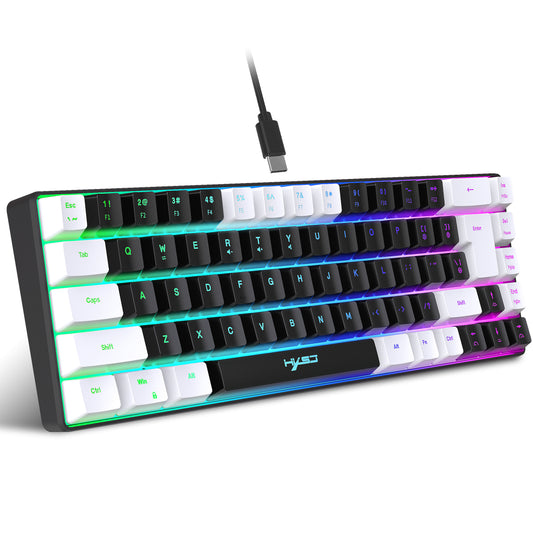 UHM 68 Keys Gaming Keyboard for Windows Computer Laptop PC Gamer,Black-White