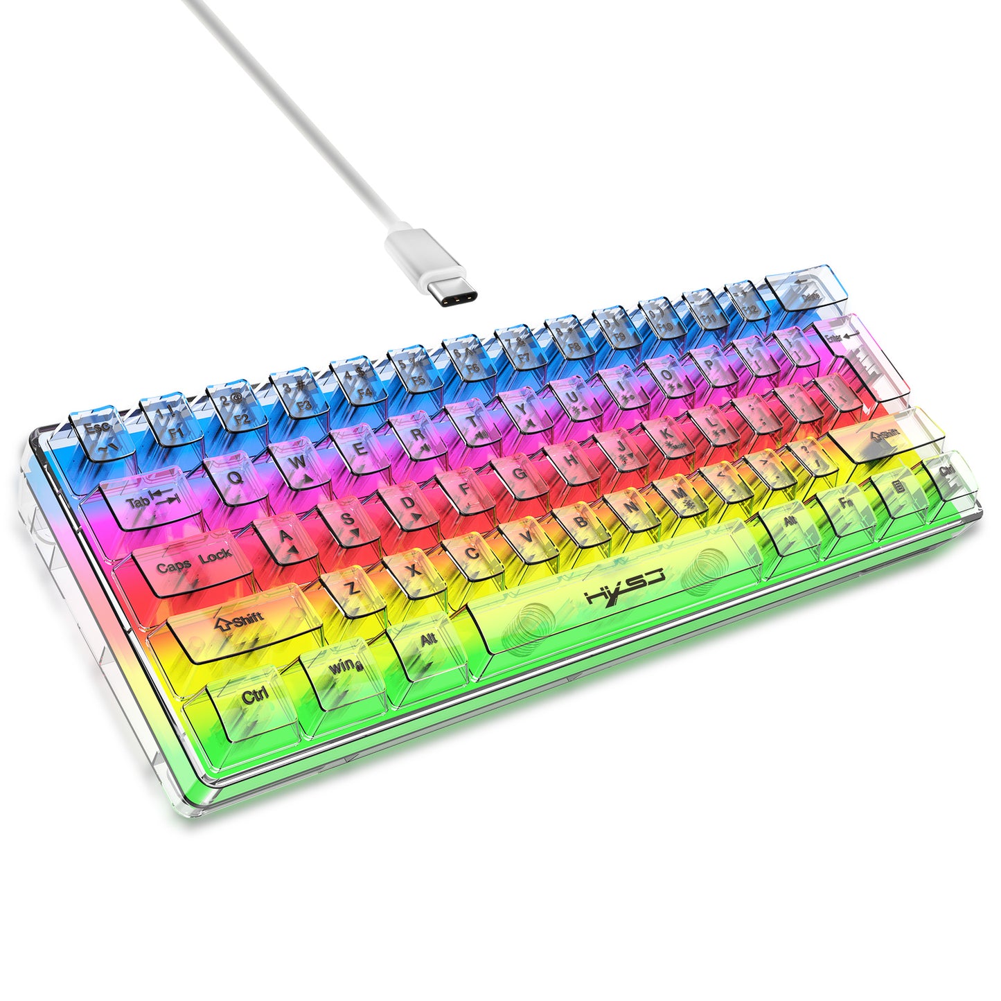 UHM 60% Wired Gaming Keyboard, Fully Transparent