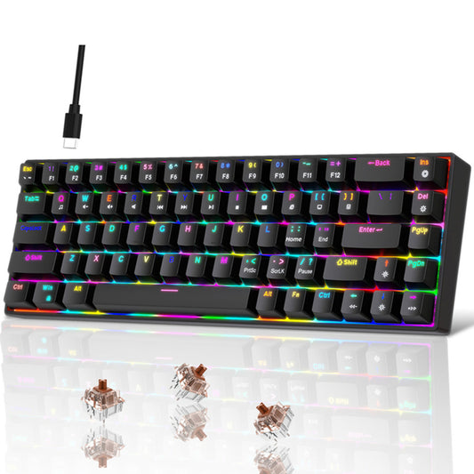 RCY RGB Gaming Keyboard Wired 68keys,V800RGB-B