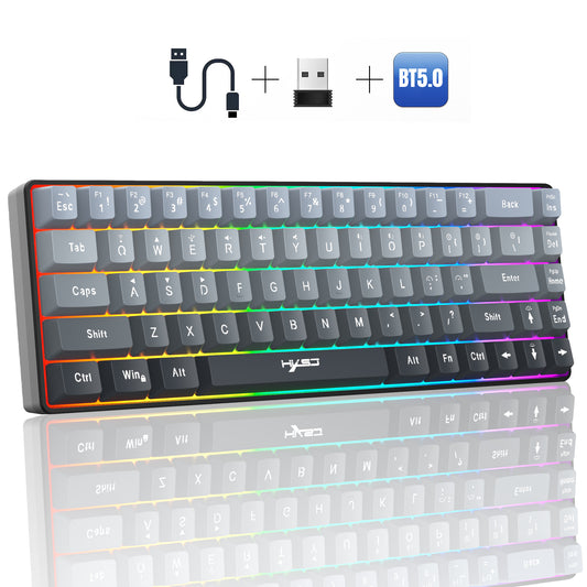 UHM 60% Wireless Gaming Keyboard with RGB Backlit,Triple Connectivity