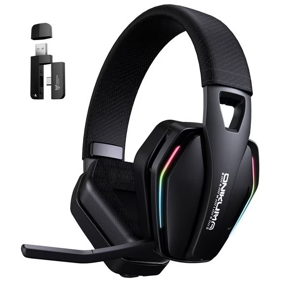 KoraiTect      Wireless Gaming Headset for PS5/PS4/PC/Mac/Switch,over Ear 2.4GHz Bluetooth Gaming Headphones with Noise Canceling Mic,3.5mm Wired Mode for Xbox