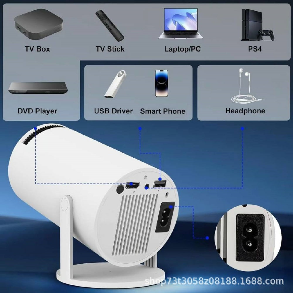 UHM 4K Mini Portable Projector（White) For Gaming