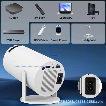 UHM 4K Mini Portable Projector（White) For Gaming
