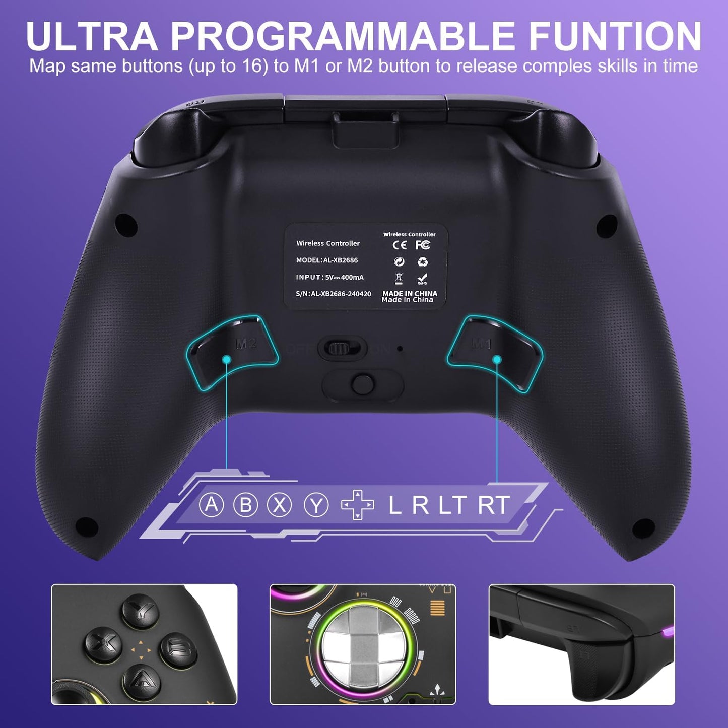 UHM Wireless Xbox One Controller For Xbox One Series X/S Gamepad, Black