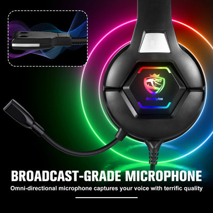 UHM S100 Wired Gaming Headsets for PC, P4, P5, Xbox,Black
