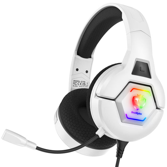 UHM S100 Wired Gaming Headset for PC, P4, P5, Xbox, White