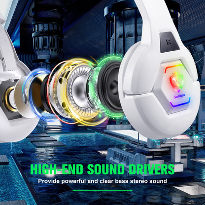 UHM S100 Wired Gaming Headset for PC, P4, P5, Xbox, White
